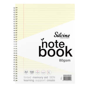 Stationery: Silvine Tinted A4+ Notebook 8mm Lined with Margin 100 Pages Cream (NEW)