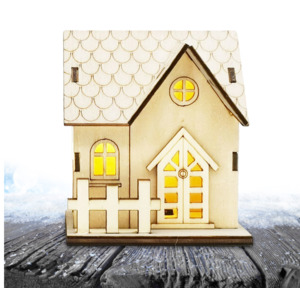 Mini LED Light Wooden House - why not decorate it!