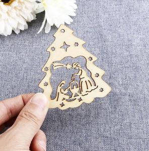 Christmas Jesus Pendant Wooden for Christmas Tree  (10pcs)