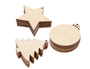 Wooden Christmas Trees, Baubles, Stars (30pcs, 3 variety)