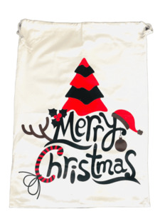 Christmas Collection: LARGE Merry Christmas Santa Sack with Drawstring - Easy wrap and reusable.