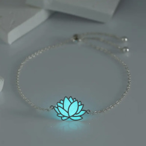 Glow In Dark: Lotus Luminous Chain Bracelet Glow In The Dark Pendant