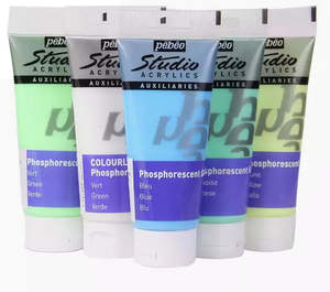 Pebeo Studio Acrylic 100ml Gel - Glow in the Dark - Combo 5 Colours