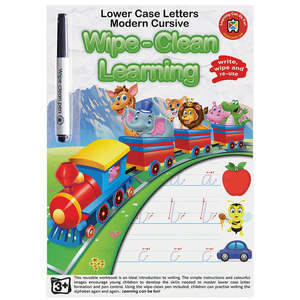 Wipe Clean Learning Book Lower Case Letters Modern Cursive W/Marker