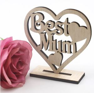 Best Mum - Wooden Heart-Shaped Hollow Woodblock
