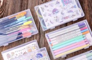 Storage: Transparent Plastic Storage Pen Box (Flat)