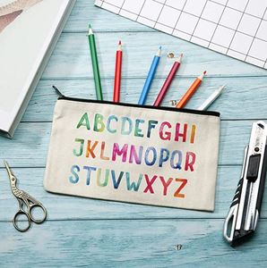 Storage: Canvas Pencil Case - Cotton Canvas Bag with Black Zipper