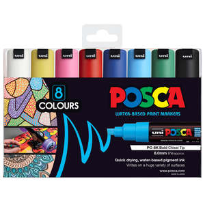 Posca Acrylic Markers Pastels Pencils Storage: Posca Marker 8.0mm Bold Chisel 8 Pack Assorted PC-8K