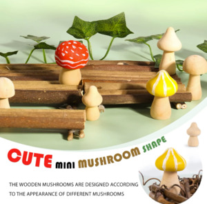 Wooden Mushroom 6 Different Sizes Unpainted Wood (6pcs)