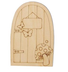 Fairies: Mushroom Fairy Elf Wooden Door to Decorate (10pc)