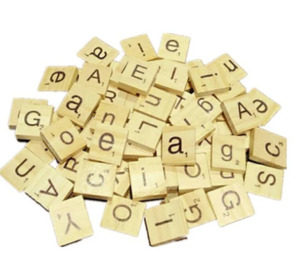100Pcs Wooden Alphabet Scrabble Tiles Letters with Numbers (Lower Case)