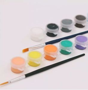 Paint Canvas: Acrylic Paint 12 colour Set & 2 Brushes