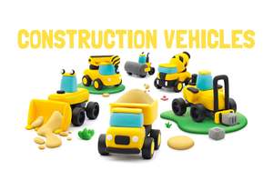 Hey Clay Collection: HEY CLAY - Construction Vehicles, Series Motors, 12 Can