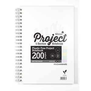 Silvine Tinted Project Book A4+ 5 Section 8mm Lined with Margin 200 Pages (NEW)