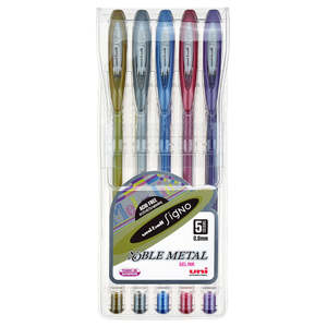 Stationery: Uni-ball Signo Noble 0.8mm Metal Capped Pack 5 Asstd UM-120
