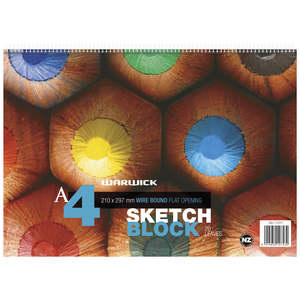 Back To School: Warwick Pad A4 Spiral Sketch 20 Leaf 120gsm