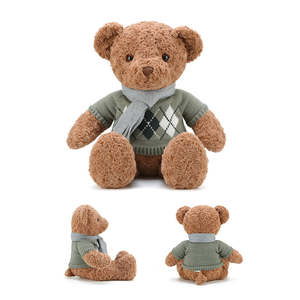 Hugs Baby: 23" Scarf Sweater Teddy Bear - Chocolate