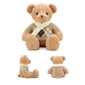 23" Scarf Sweater Teddy Bear - Light Brown