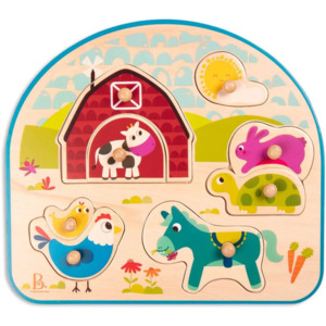 Baby And Toddler: B. Animal Barnyard Wooden Puzzle (8pc)