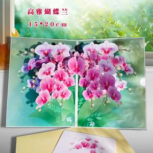 3d Paper Art: 3D Pop-Up Greeting Card – Moth Orchid Bouquet Design - 15x20cm