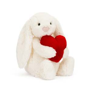 Jellycat: JELLYCAT BASHFUL RED LOVE HEART BUNNY ORIGINAL MEDIUM CREAM & RED 31X9X12CM