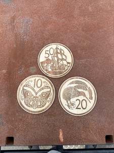 Kiwiana Art: Set of 3 Etched NZ Coins