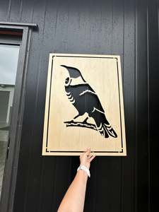 Kiwiana Art: Wooden Tui Panel