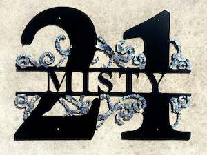 Custom Signs Address House Numbers: Paua Number Monogram