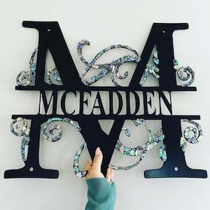 Custom Signs Address House Numbers: Personalised Letter Monogram (w Paua)