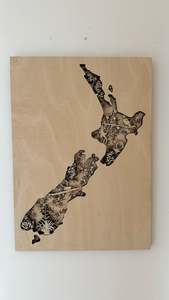 Autumn Wood Collection: 3D Kiwiana New Zealand Map
