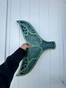 Blue- Green 3D Wooden Whale Tail