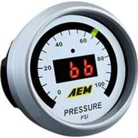 AEM Oil Pressure Gauge, 0~100PSi, Includes BLK/White Display