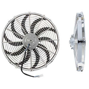 Aeroflow Fans: 16" Chrome Electric Thermo Fan Curved Blades