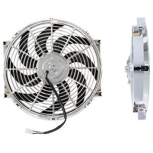14" Chrome Electric Thermo Fan Curved Blades