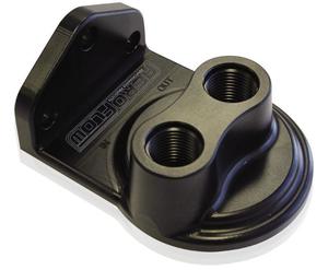 Aeroflow Billet Remote Oil Filter Head -8 ORB Top entry, Black anodised finish AF64-2075