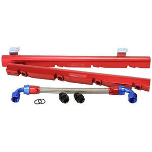 Aeroflow Fuel Rails: Aeroflow Holden 304-355 V8 Billet EFI Fuel Rails - Red - AF64-2008R