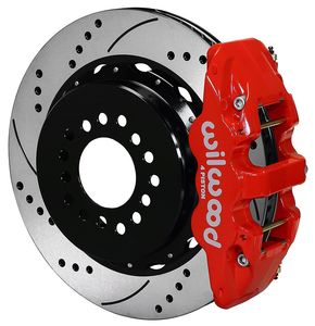 Brake Rotors: Wilwood 4-Piston Rear Park Brake Kit, 14" Dia., 2.36" Drilled Discs, Red WB140-10947-DR