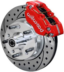Brake Rotors: Wilwood Dynapro Dust-Boot Front Brake Kit - 4-Piston 11" - Red Caliper WB140-13202-DR