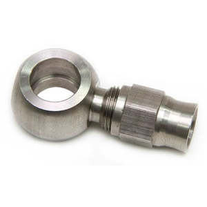 Aeroflow: Aeroflow Aeroflow Stainless Steel Straight Banjo Fitting (Short) 10mm (3/8") Banjo to -3AN PTFE Hose - AF210-03