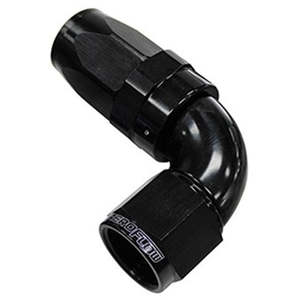 Aeroflow: Aeroflow 150 Series Taper One-Piece Full Flow Swivel 90° Hose End -8AN - AF153-08BLK