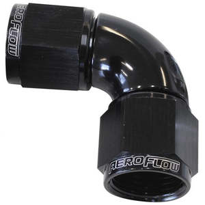 Aeroflow: Aeroflow 90° Full Flow Female Coupler -6AN - AF583-06BLK