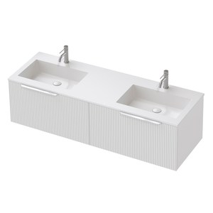 Products: St Michel Flo 50 1500mm Double Basin Wall-Hung Vanity White Satin