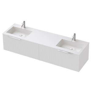 Products: St Michel Flo 50 1800mm Double Basin Wall-Hung Vanity White Satin