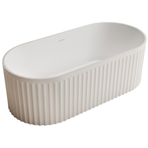 Bathroom: Sessanta Onda Bagno 1700mm Fluted Solid Surface Free-Standing Bath Matt White