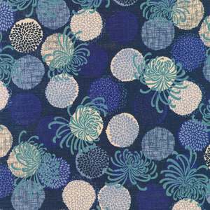 Japanese Collection: Spider Lilies & Chrysanthemum - Indigo Blues