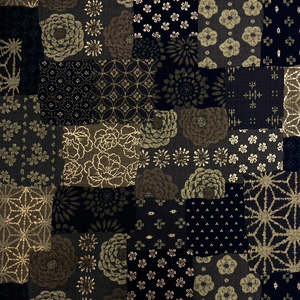 Japanese Collection: Boro Print - Black/Gold