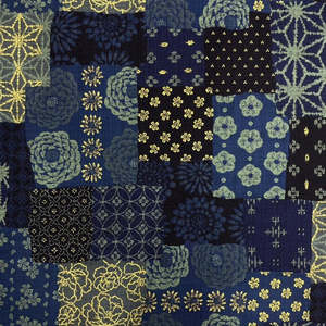 Japanese Collection: Boro Print - Dark Indigo/Gold