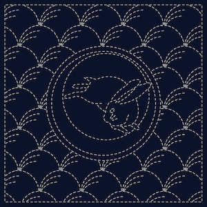 Embroidery Fabric: Sashiko Cloth Preprinted - Tsuki-Ni-Usagi