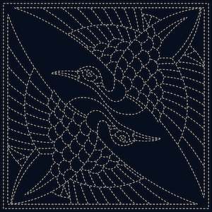 Embroidery Fabric: Sashiko Cloth Preprinted - Two Cranes