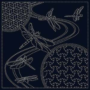 Embroidery Fabric: Sashiko Cloth Preprinted - Dragonfly